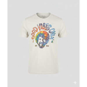 Bob Ross Good Vibes Only Retro T-Shirt Cream Mens Size M